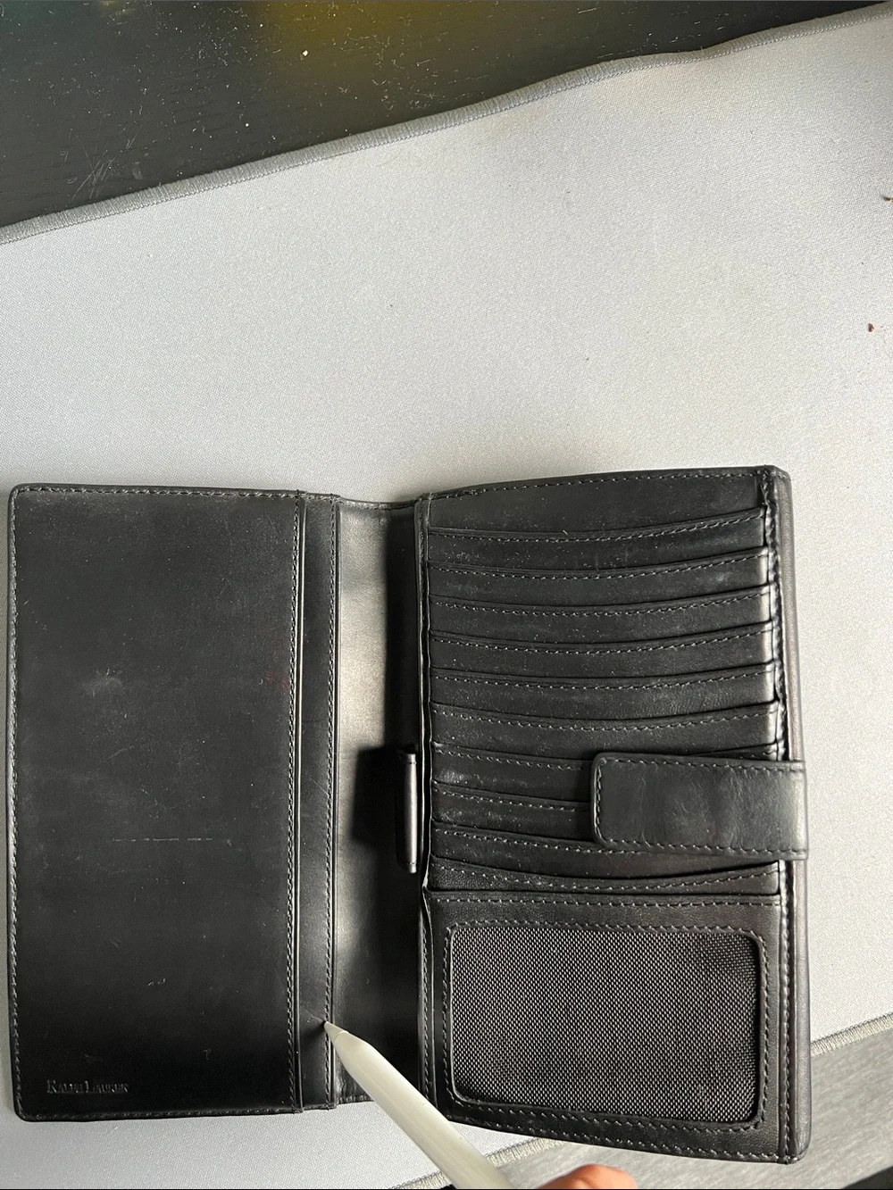 Vintage Ralph Lauren Classic Houndstooth & Leather Continental Wallet / Clutch